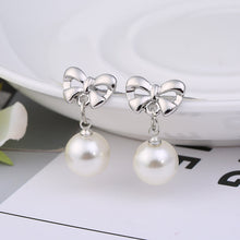 Load image into Gallery viewer, Fashion Simulated Pearl Stud Earring Bow Pearl Earrings Accessories Pearl Bow Jewelry Gifts 2018 New